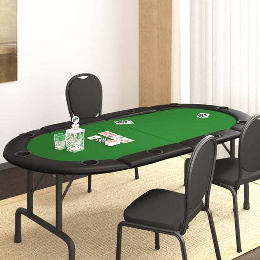 10 pelaajan kokoontaittuva pokeripöytätaso vihreä 208x106x3 cm  Tyylitukku.fi