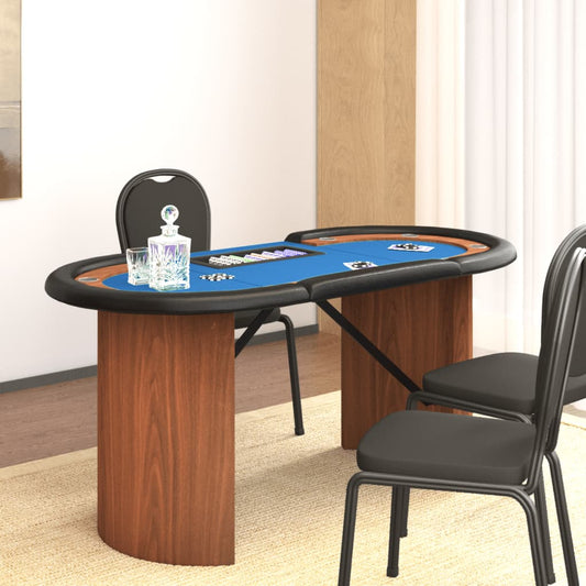 10 pelaajan pokeripöytä pelimerkkipidike sininen 160x80x75 cm  Tyylitukku.fi
